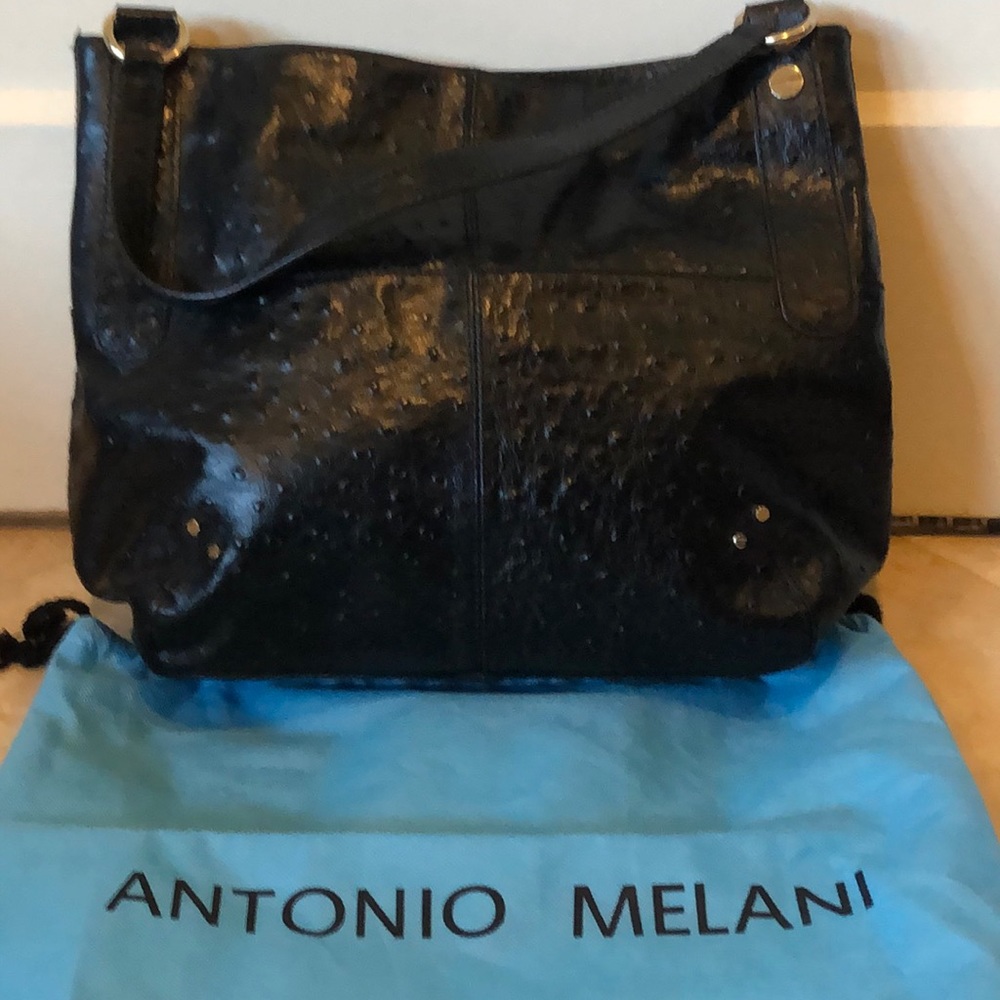 Antonio Melani Ostrich Embossed Leather Satchel
